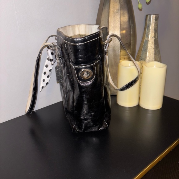 Coach Black Patent Leather Tote with Polka Dot Bow - Picture 2 of 6